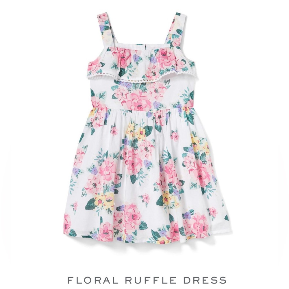 Janie & Jack Toddler 12-18 Months White Floral Sleeveless Ruffle Dress NWT